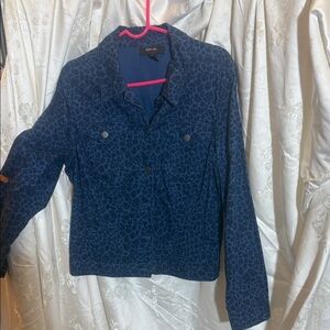 Style & Co. Dark Blue Patterned Jean Jacket